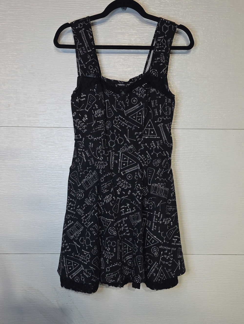 Hot Topic Black Mini Dress with White Science Diagram Print